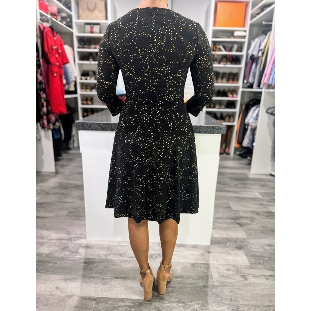 Hutch Anthropologie Black Gold Dotted A-Line Dress $325 - Picture 7 of 11
